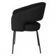 Natalie spisebordsstol, med armlener - svart boucléstoff og sort metall