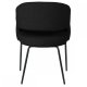 Natalie spisebordsstol, med armlener - svart boucléstoff og sort metall