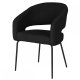 Natalie spisebordsstol, med armlener - svart boucléstoff og sort metall