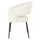 Natalie spisebordsstol, med armlener - hvitt boucléstoff og sort metall