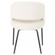 Natalie spisebordsstol, med armlener - hvitt boucléstoff og sort metall