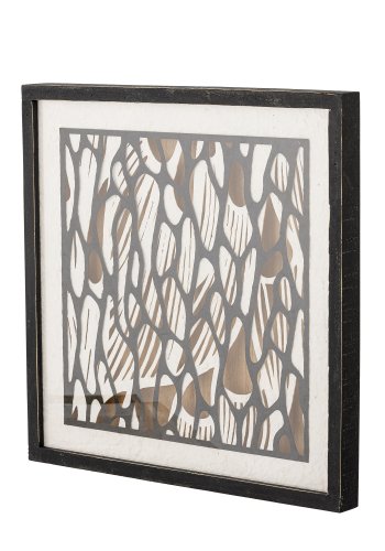 BLOOMINGVILLE Barlin-illustrasjon med ramme, svart, furu