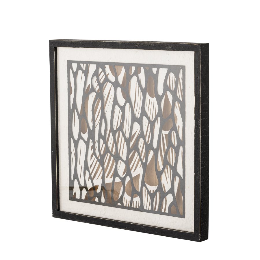 BLOOMINGVILLE Barlin-illustrasjon med ramme, svart, furu