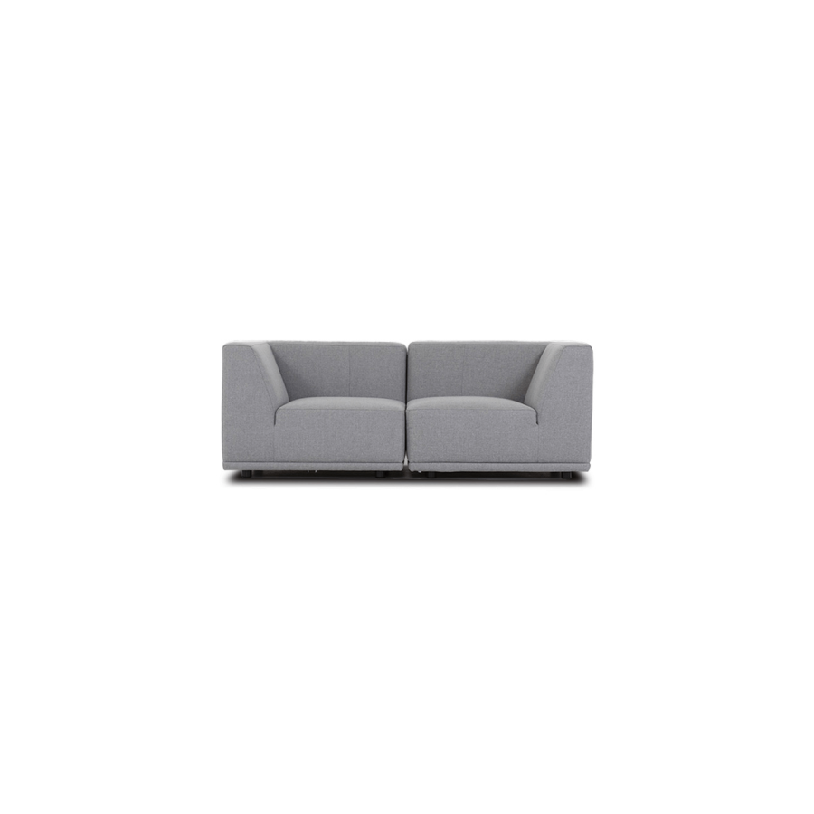 New York 2-pers. modulsofa - lysegr polyester stof og sort plastik