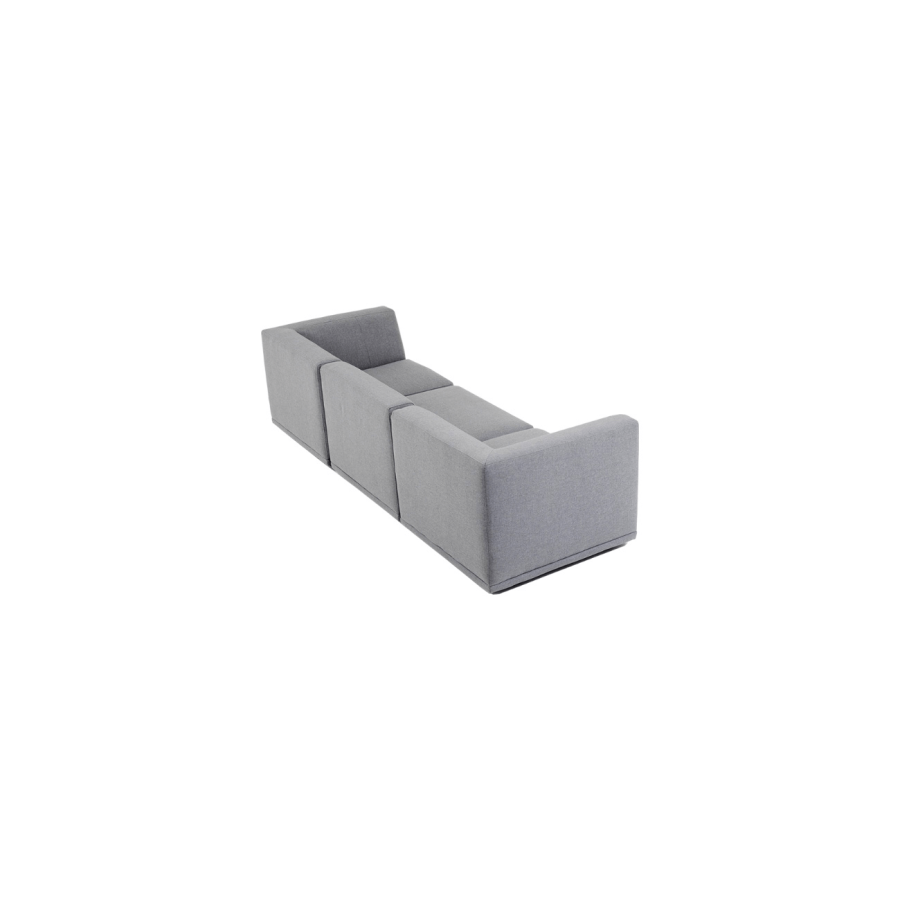 New York 3-pers. modulsofa - lysegr polyester stof og sort plastik