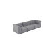 New York 3-pers. modulsofa - lysegr polyester stof og sort plastik