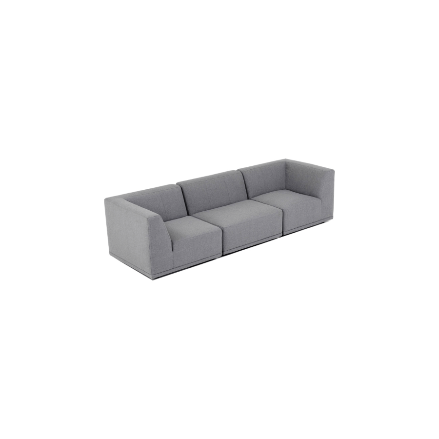 New York 3-pers. modulsofa - lysegr polyester stof og sort plastik