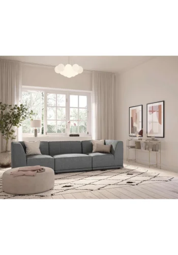 New York 3-pers. modulsofa - lysegr polyester stof og sort plastik