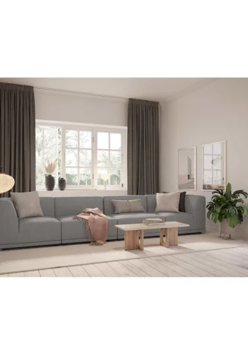 New York 4-pers. modulsofa - lysegr polyester stof og sort plastik