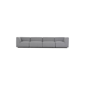 New York 4-pers. modulsofa - lysegr polyester stof og sort plastik