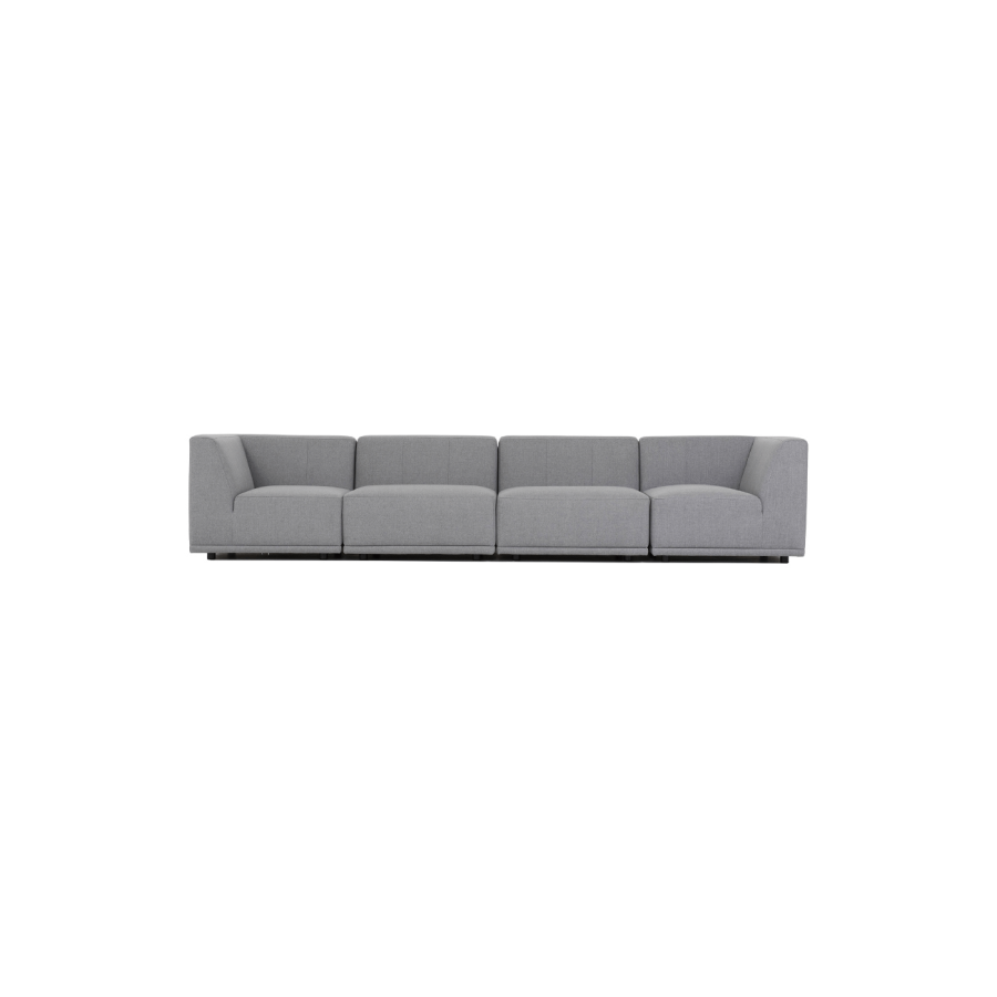 New York 4-pers. modulsofa - lysegr polyester stof og sort plastik