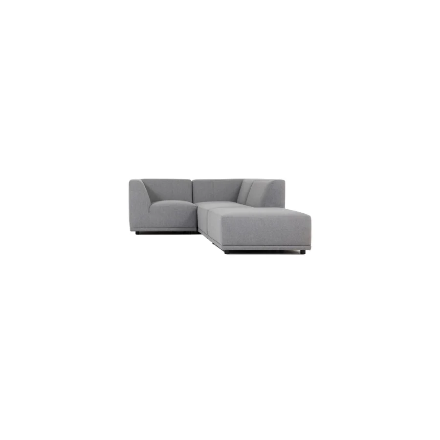New York chaiselongsofa (fire moduler) - lysegr polyester stof og sort plastik