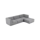 New York chaiselongsofa (fire moduler) - lysegr polyester stof og sort plastik