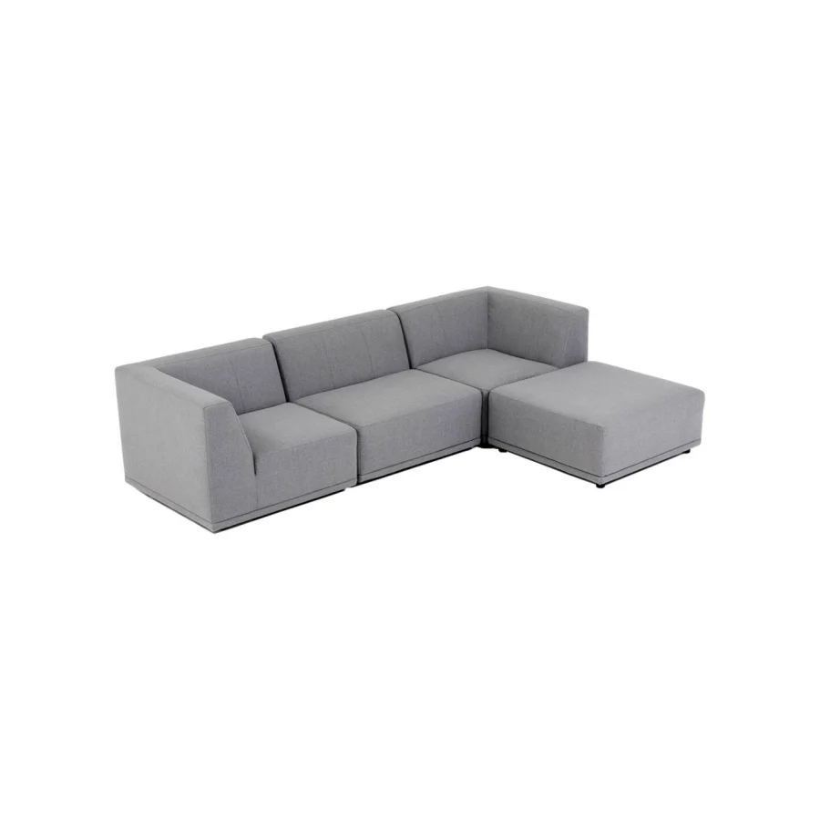 New York chaiselongsofa (fire moduler) - lysegr polyester stof og sort plastik