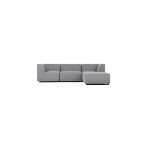 New York chaiselongsofa (fire moduler) - lysegr polyester stof og sort plastik