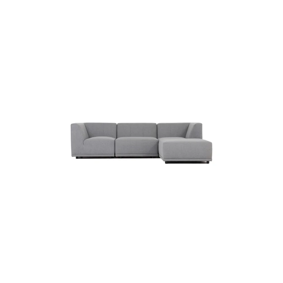 New York chaiselongsofa (fire moduler) - lysegr polyester stof og sort plastik