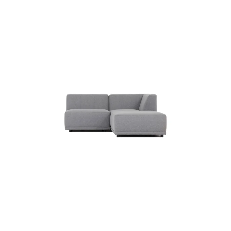 New York chaiselongsofa (tre moduler) - lysegr polyester stof og sort plastik