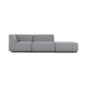 New York chaiselongsofa (tre moduler) - lysegr polyester stof og sort plastik