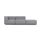 New York chaiselongsofa (tre moduler) - lysegr polyester stof og sort plastik
