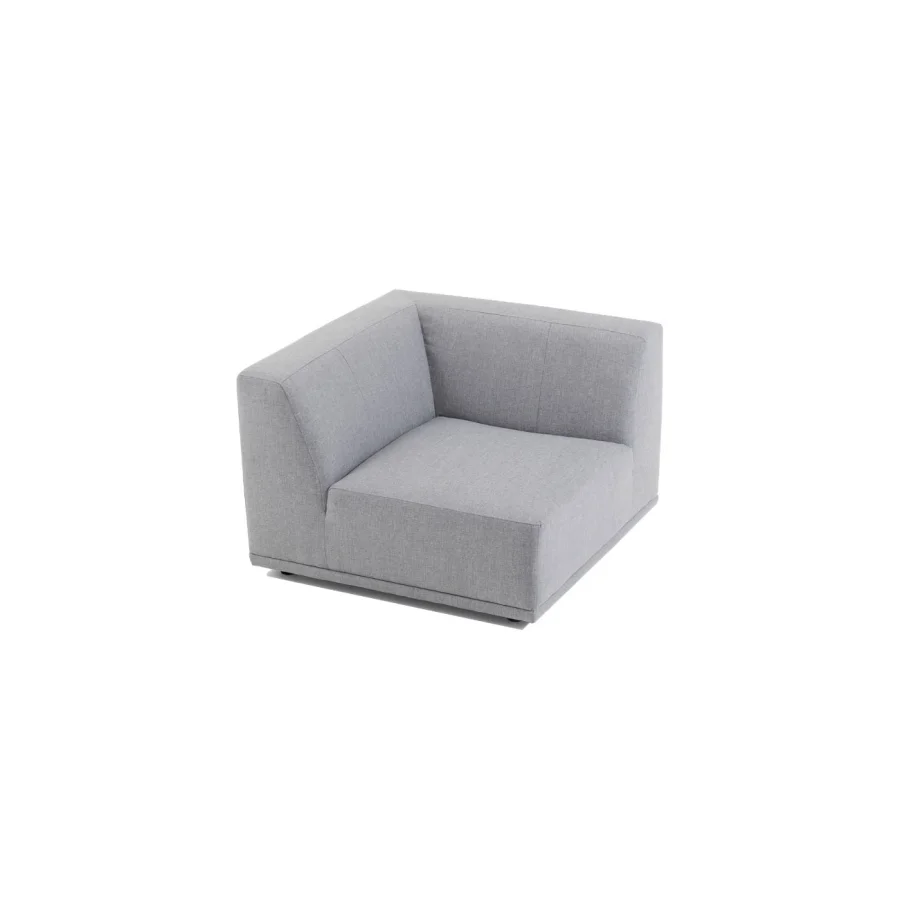 New York hjrnemodul sofa, kvadratisk - lysegr polyester stof og sort plastik