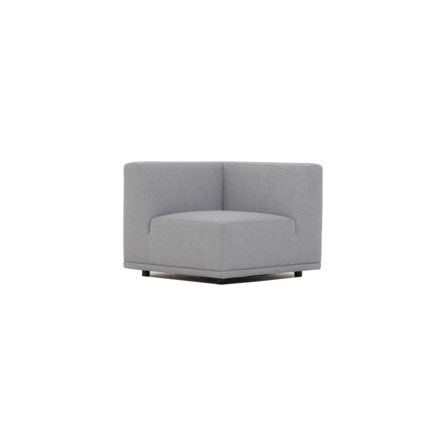 New York hjrnemodul sofa, kvadratisk - lysegr polyester stof og sort plastik