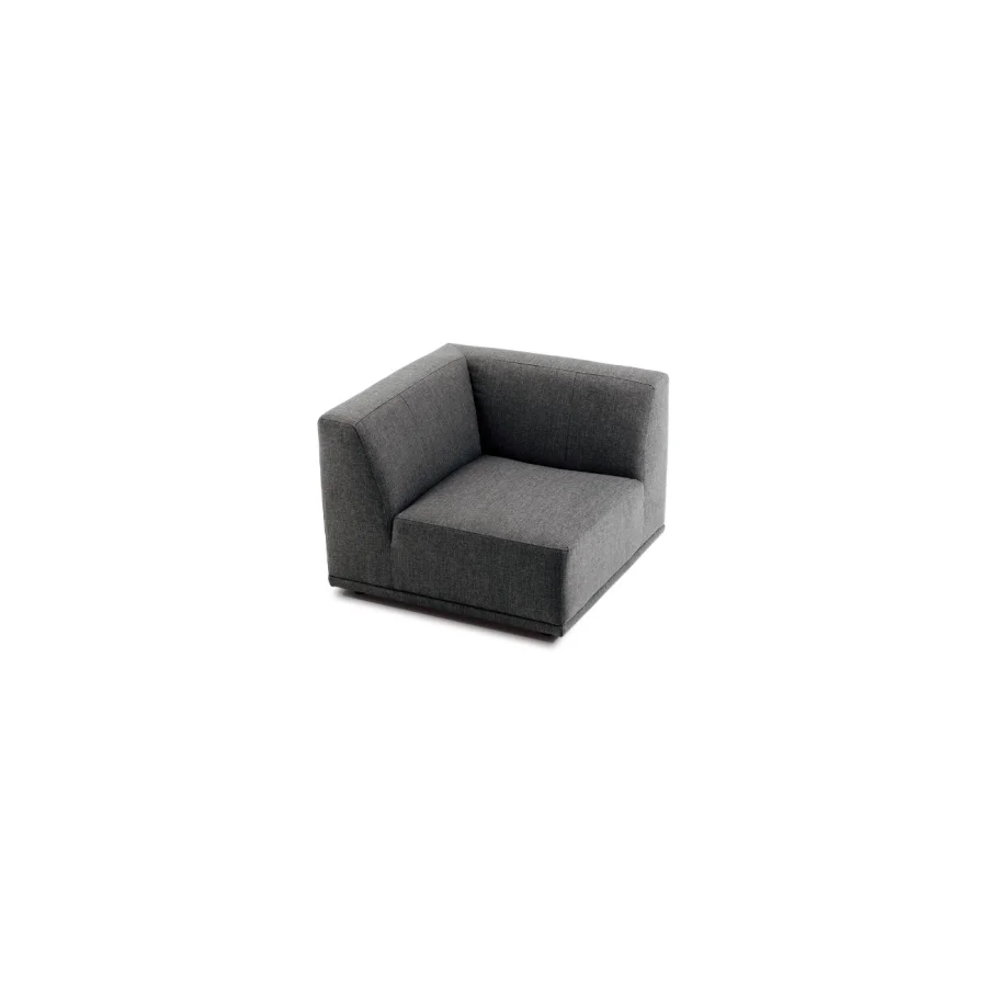 New York hjrnemodul sofa, kvadratisk - gr polyester stof og sort plastik