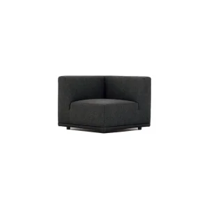 New York hjrnemodul sofa, kvadratisk - gr polyester stof og sort plastik