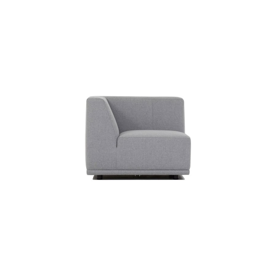 New York hjrnemodul sofa, kvadratisk - lysegr polyester stof og sort plastik