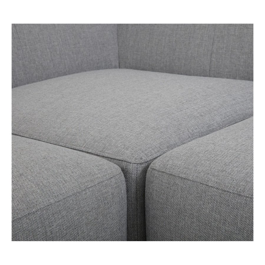 New York hjrnesofa  (fem moduler) - lysegr polyester stof og sort plastik