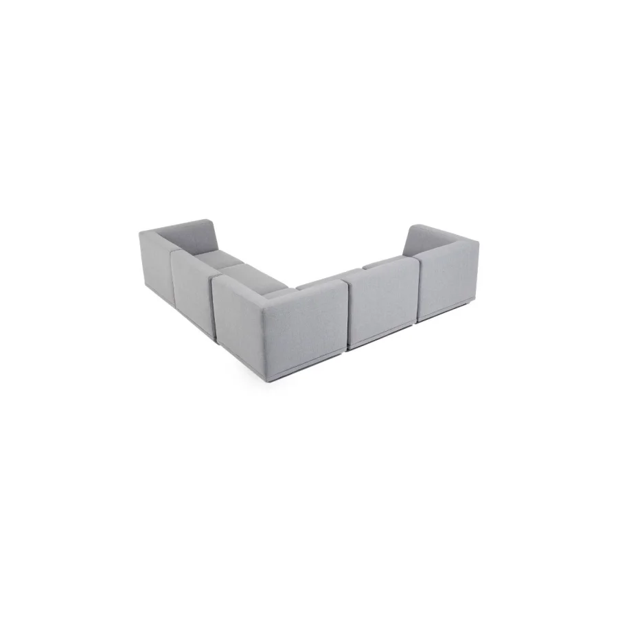 New York hjrnesofa  (fem moduler) - lysegr polyester stof og sort plastik