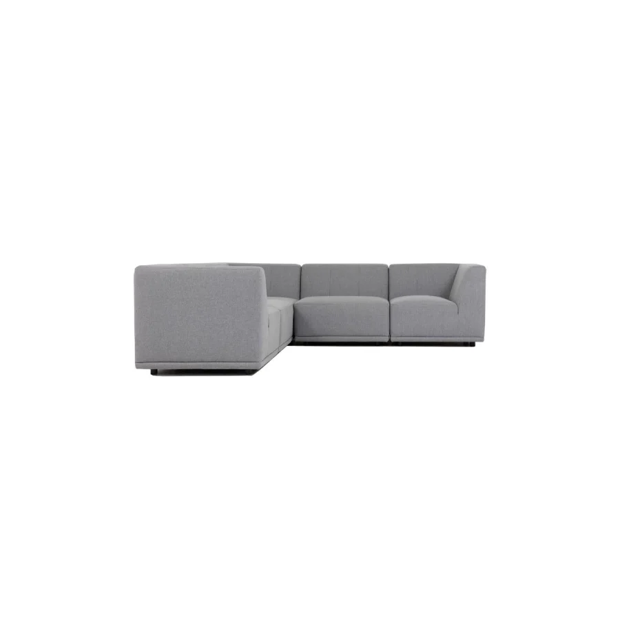 New York hjrnesofa  (fem moduler) - lysegr polyester stof og sort plastik