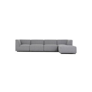 New York hjrnesofa med chaiselong (fem moduler) - lysegr polyester stof og sort plastik