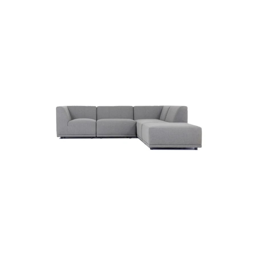 New York hjrnesofa med chaiselong (fem moduler) - lysegr polyester stof og sort plastik