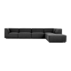 New York hjrnesofa med open-end (seks moduler) - gr polyester stof og sort plastik