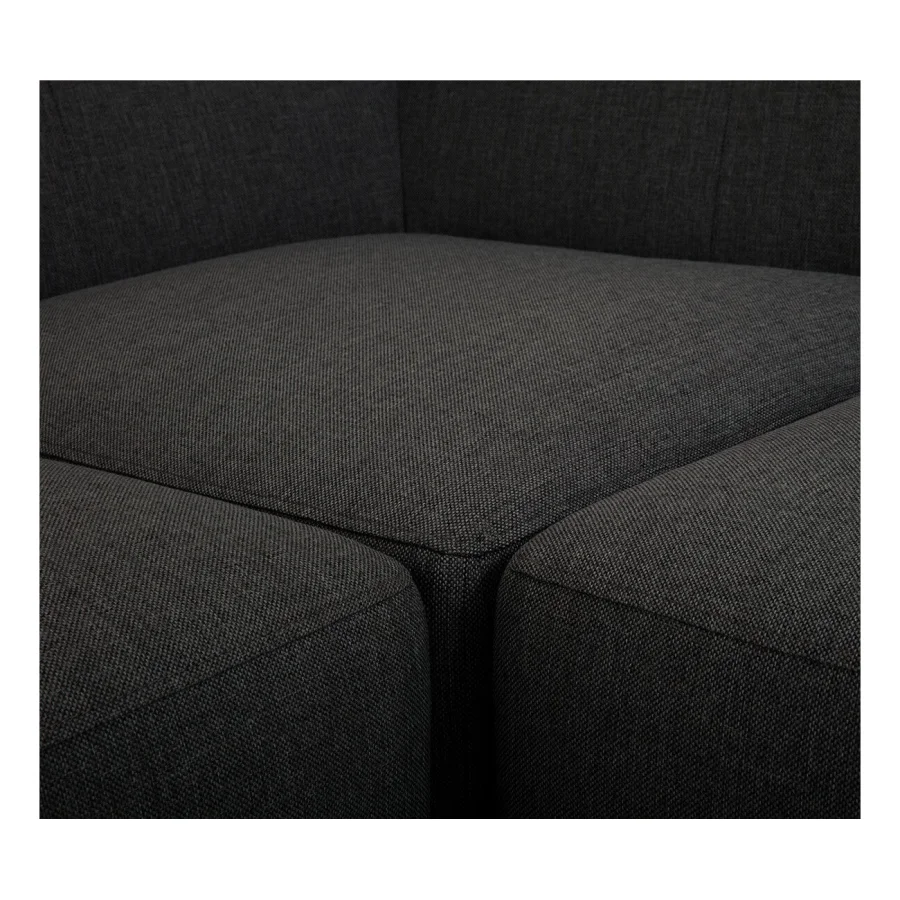 New York hjrnesofa med open-end (seks moduler) - gr polyester stof og sort plastik