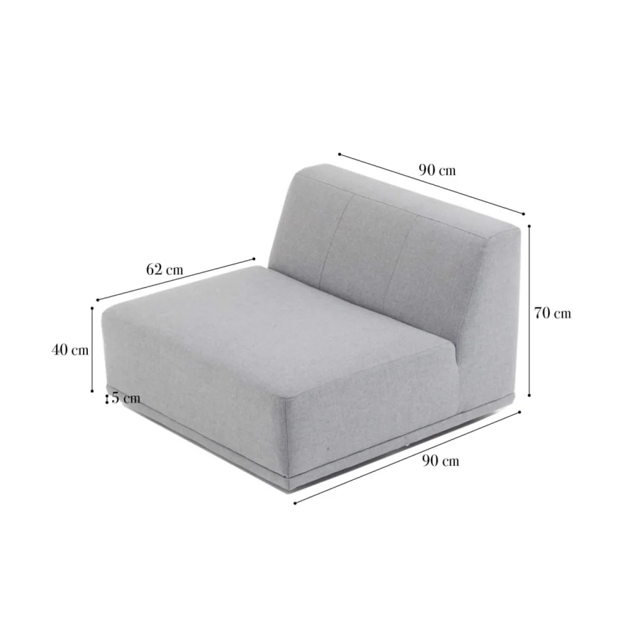 New York midtermodul sofa, kvadratisk - latte polyester stof og sort plastik