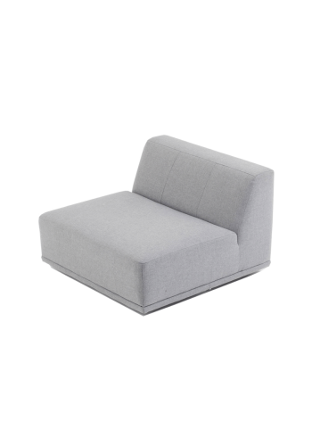 New York midtermodul sofa, kvadratisk - lysegr polyester stof og sort plastik