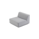 New York midtermodul sofa, kvadratisk - lysegr polyester stof og sort plastik
