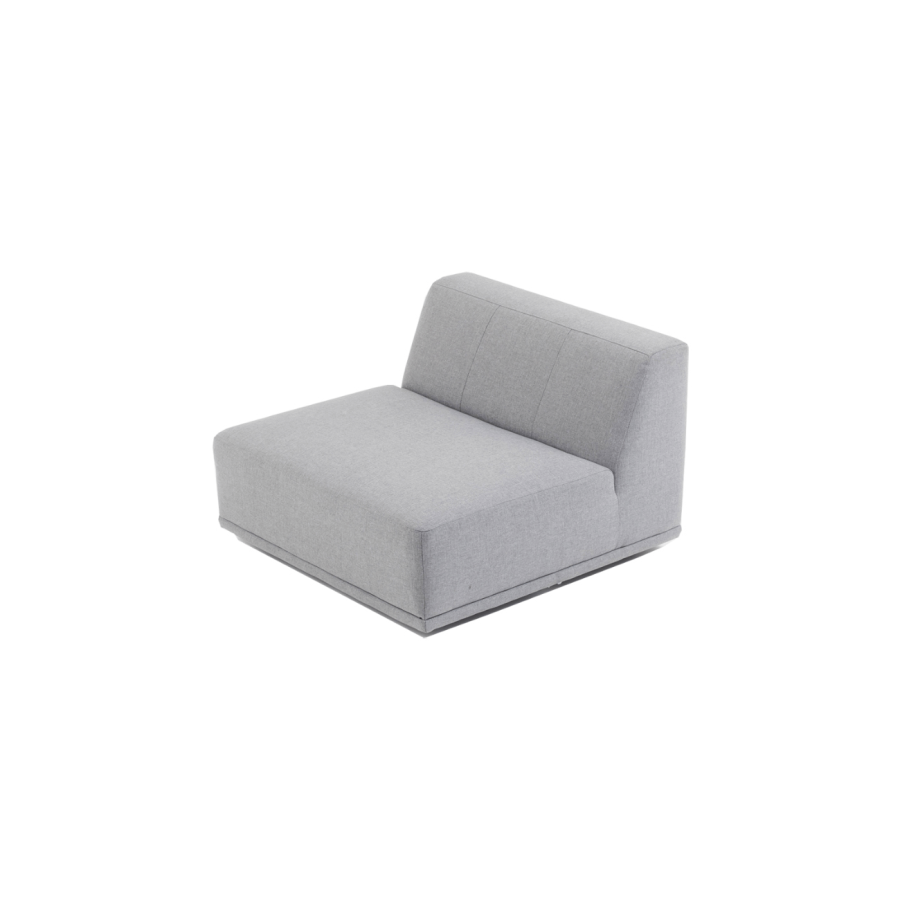 New York midtermodul sofa, kvadratisk - lysegr polyester stof og sort plastik
