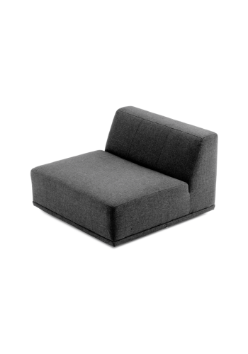 New York midtermodul sofa, kvadratisk - gr polyester stof og sort plastik