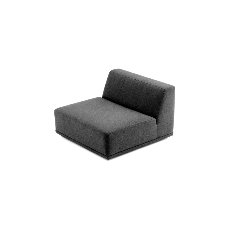 New York midtermodul sofa, kvadratisk - gr polyester stof og sort plastik