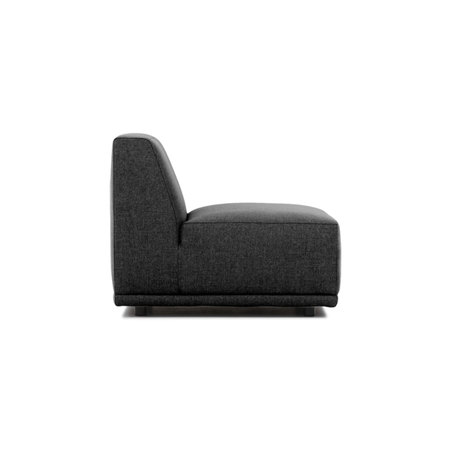 New York midtermodul sofa, kvadratisk - gr polyester stof og sort plastik
