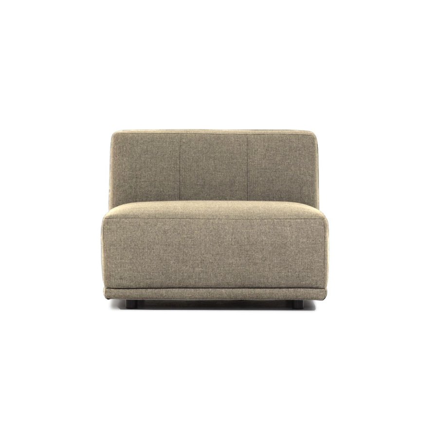 New York midtermodul sofa, kvadratisk - latte polyester stof og sort plastik