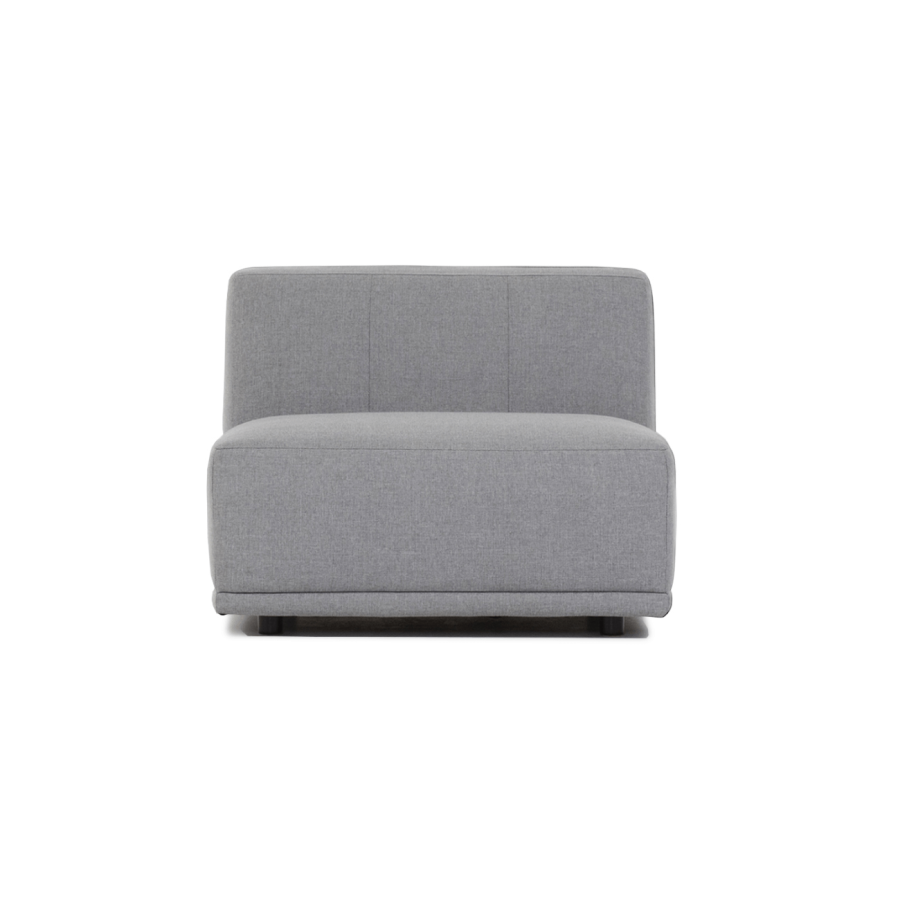 New York midtermodul sofa, kvadratisk - lysegr polyester stof og sort plastik