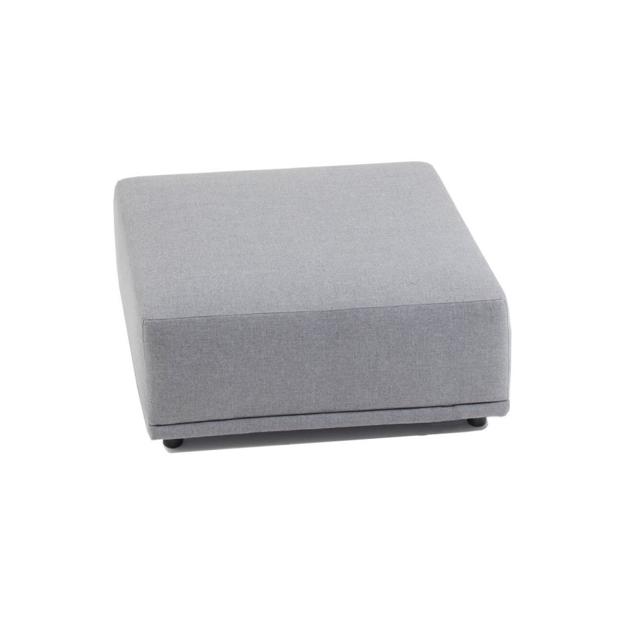 New York puf, kvadratisk - lysegr polyester stof og sort plastik (90x90)