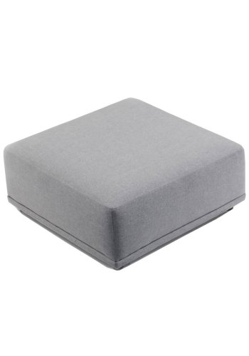 New York puf, kvadratisk - lysegr polyester stof og sort plastik (90x90)