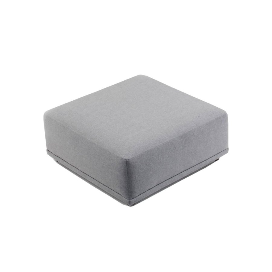 New York puf, kvadratisk - lysegr polyester stof og sort plastik (90x90)