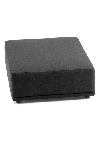 New York puf, kvadratisk - gr polyester stof og sort plastik (90x90)