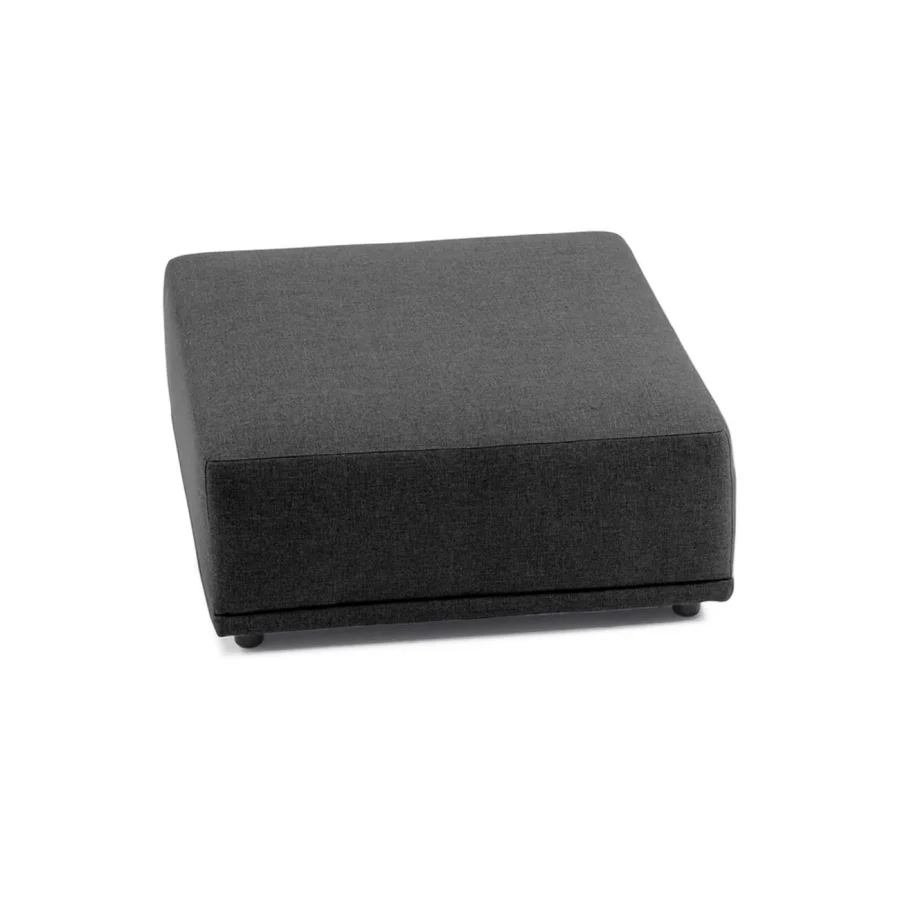 New York puf, kvadratisk - gr polyester stof og sort plastik (90x90)