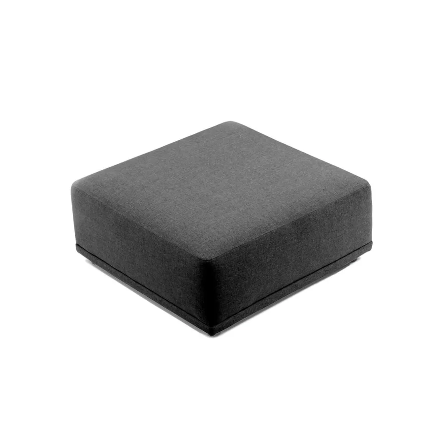 New York puf, kvadratisk - gr polyester stof og sort plastik (90x90)